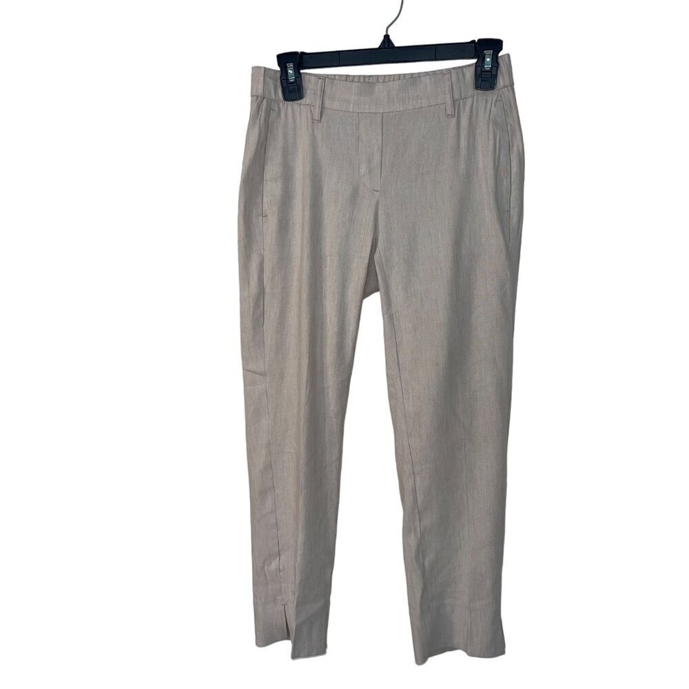 J Jill Womens Pants Size XS Beige Modern Slit Hem Pockets Stretch Linen